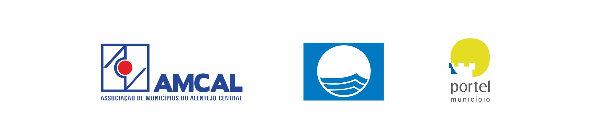 Logotipos AMCAL, Bandeira Azul e Município de Portel